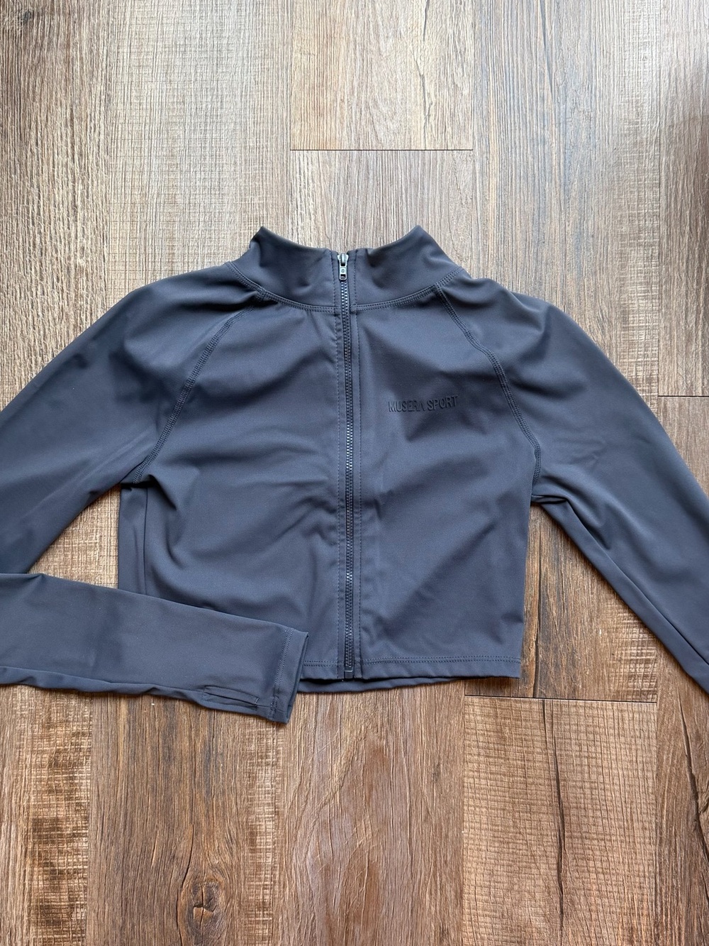 Grey Cropped Zip Up Jacket